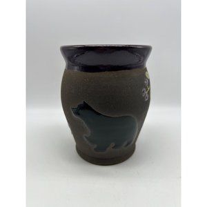 Boot Hill Pottery Vase Bear Deep Purple 5" Tall